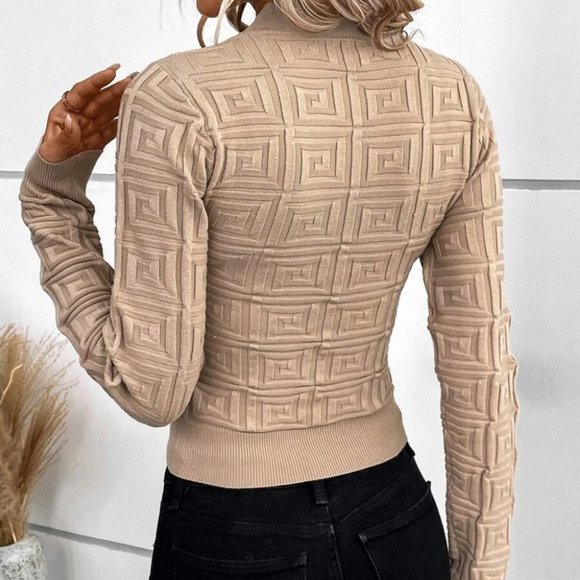 Tan Celeb Syle design long sleeved knit Sweater top tan - Picture 5 of 5